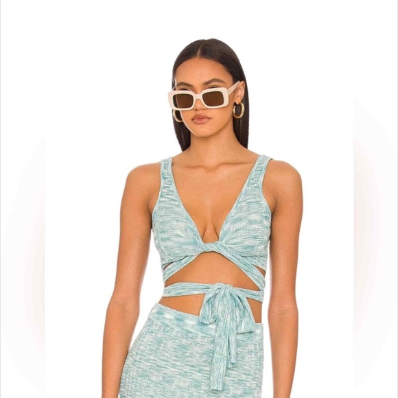 L*Space Zephyr Knit Midi Skirt & Zephyr Wrap Top Poolside/Blue Size L - Picture 2 of 14